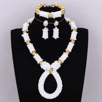 dudo white african beads jewelry set with gold divider criss cross dubai necklace set 2020 fashion original design free shipping