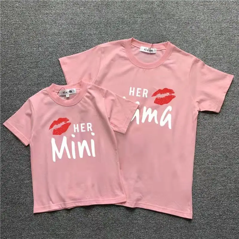 

Funny Mother Daughter Matching T-shirts Family Set Mama Mini Mom Baby Mommy and Me Clothes Short Sleeve Women Girls Cotton Tops