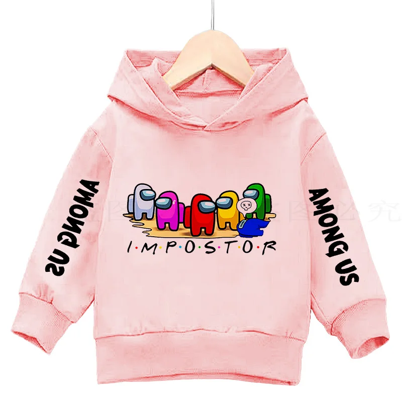 

3-14Years Among Us Boys Hoodies Impostor 100% Cotton Streetwear New Video Game kids Sweatshirt Girls Among Us Children Hoodie