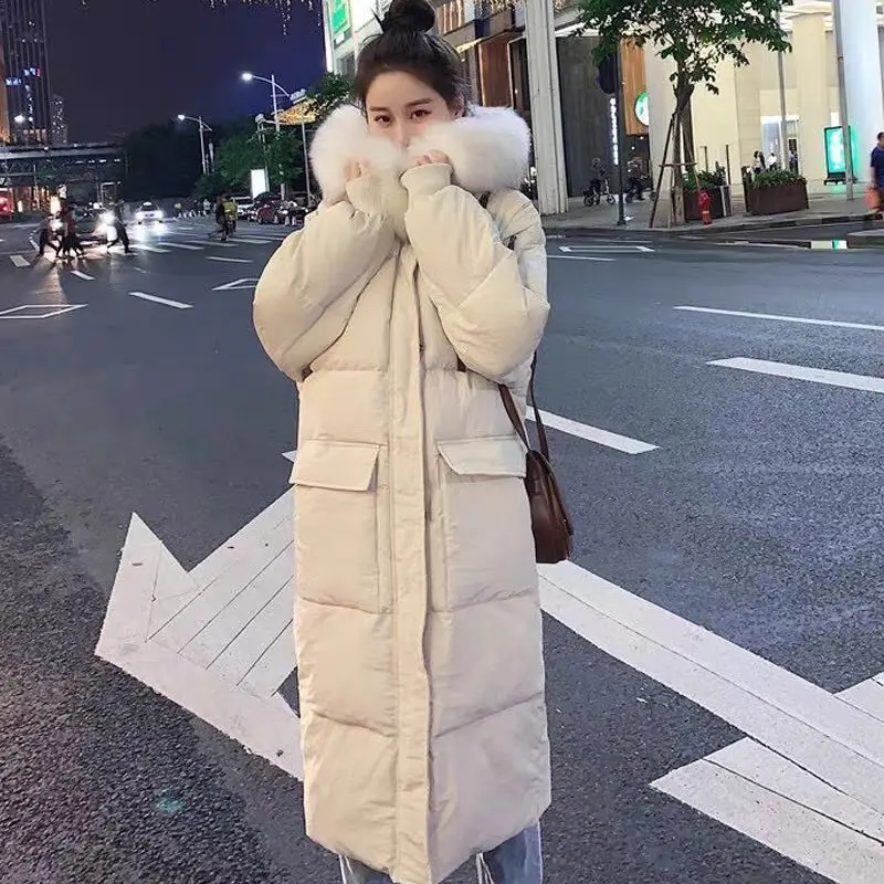 

Женская Стеганая куртка выше колен, новая корейская мода 2021, свободная плотная одежда со вкусом хлеба, женские зимние теплые пальто средней ...