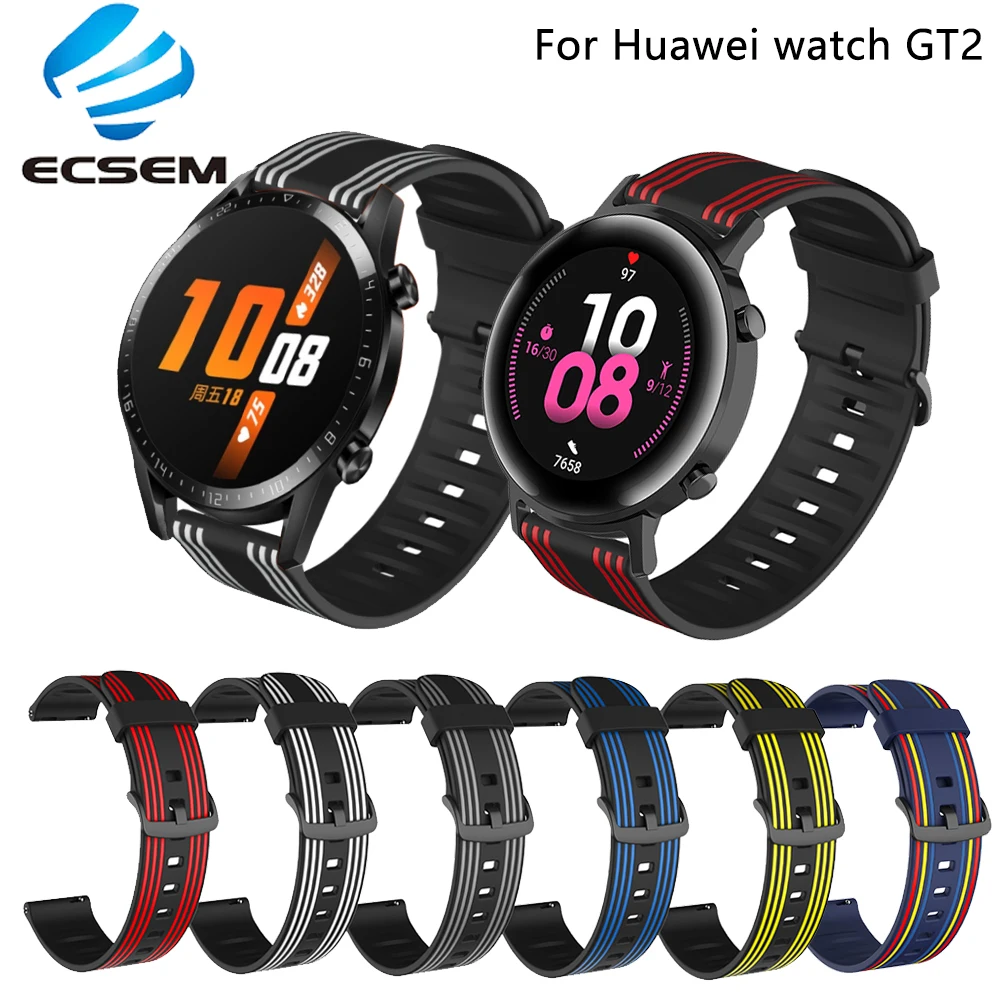 Ремешок силиконовый для Huawei watch GT2 42 мм 46 сменный мягкий резиновый браслет часов GT