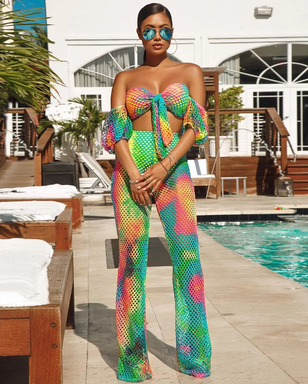 Новинка 2019 женский летний топ с открытыми плечами и длинным рукавом брюки