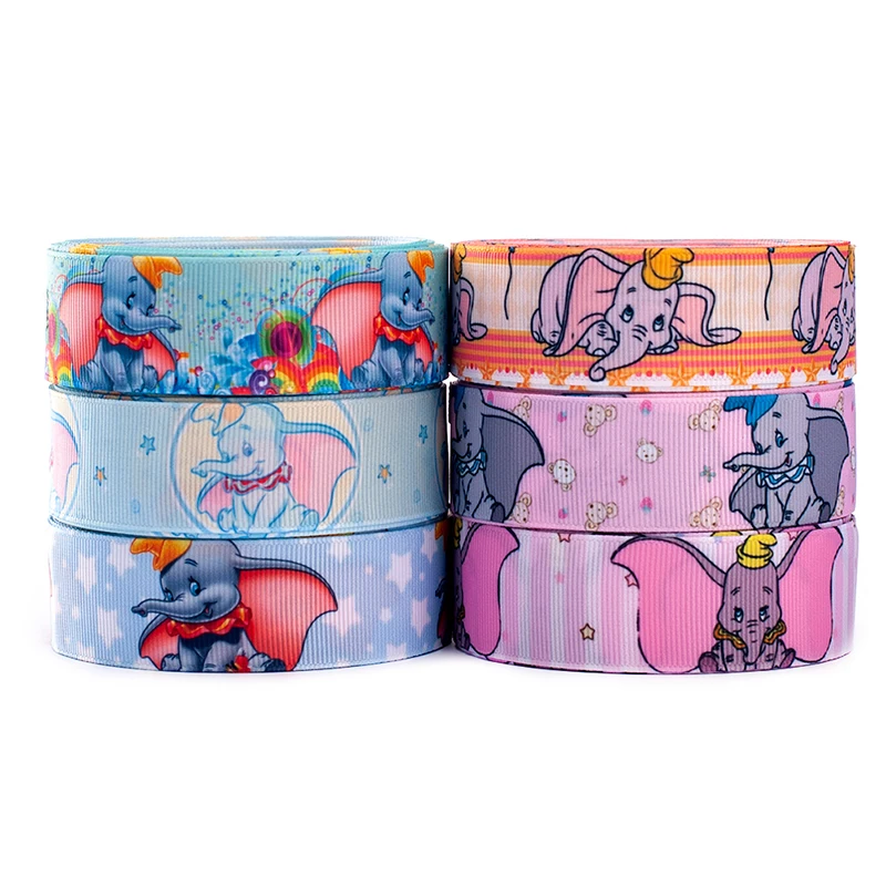 5 ярдов Grosgrain/атласная лента 16 мм/25 мм/38 мм/50 мм/75 мм мультяшный слон для украшения