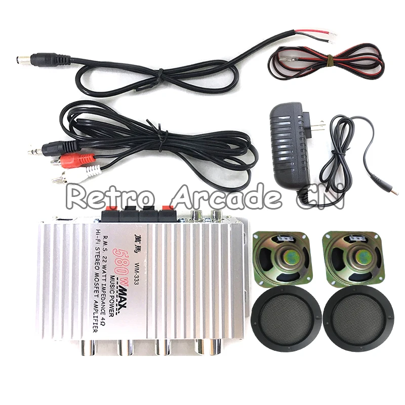 

Arcade Game Accessories Hi-Fi Amplifier Audio Stereo wm333 Diy Kit 4inch Speaker with Net Adapter Audio Cable