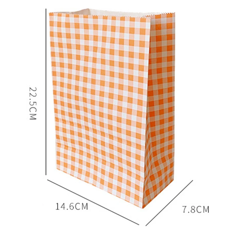 

Color Plaid Kraft Paper Bag Gift Packaging Storage Box Gift Wrapping Bags New Year Party Candy Cake Cookies Bag