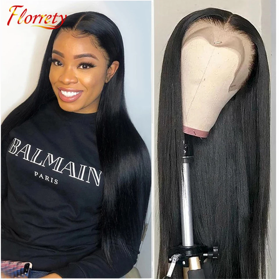 

Florrety 13x4 Lace Frontal Wigs Bone Straight Human Hair Wigs For Black Women 180% Brazilian Hair 30 Inch Wigs Human Hair Wigs