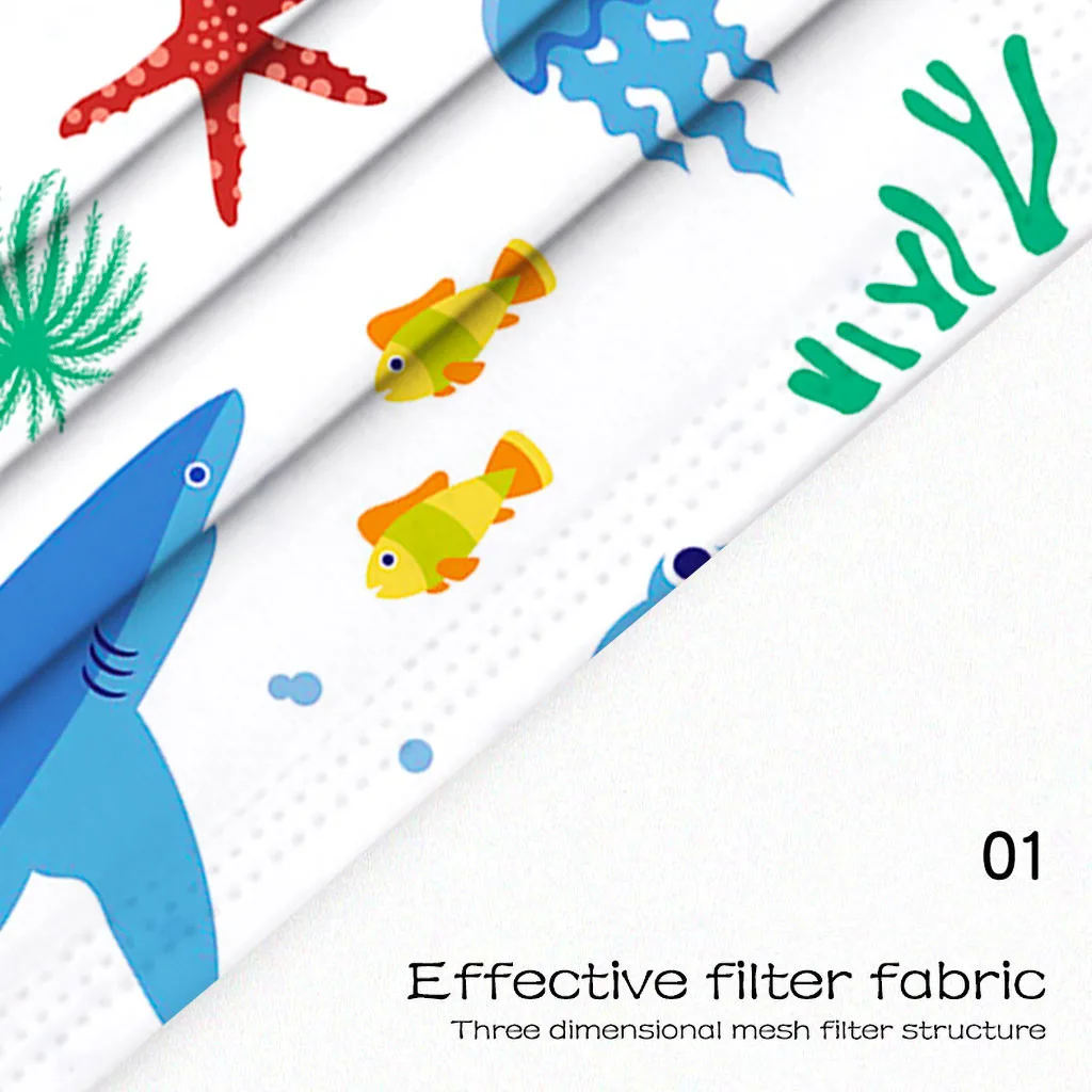 

40PC Children's mask Disposable Face Mask Anti-Dust Pollution Masks Fabric Meltblown Dustproof Cartoon print Maska masque A50