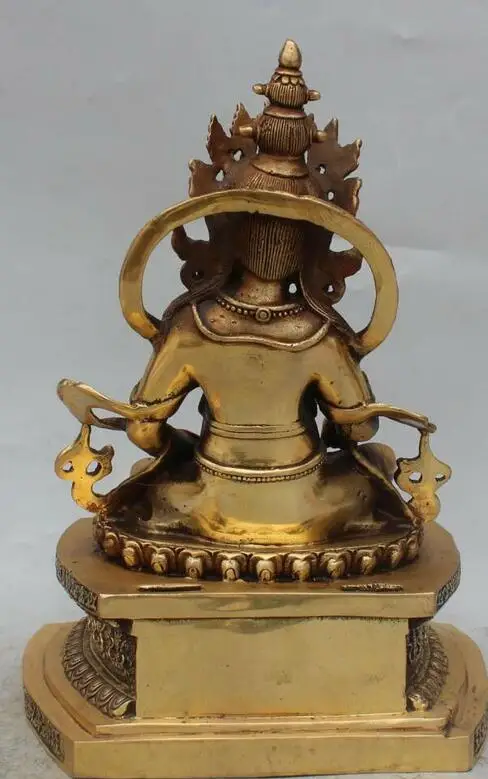 11 дюймов Китай тибетский Бог желтая статуя близлежащей Будды собаки Льва Лео