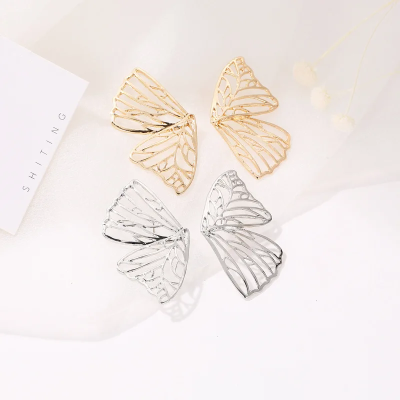 Hollow Butterfly Gold Color Stud Earrings for Women Big Exaggerated Party Wedding Fashion Jewelry Accessories New Design | Украшения и