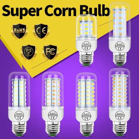 1 шт. Ce E27 E14 5730 5630 Smd Светодиодная кукурузная лампа переменного тока 220 В переменного тока 110 В 5 Вт 7 Вт 12 Вт 15 Вт 25 Вт 30 Вт 40 Вт 50 Вт светящийся Точечный светильник, светодиодный светильник