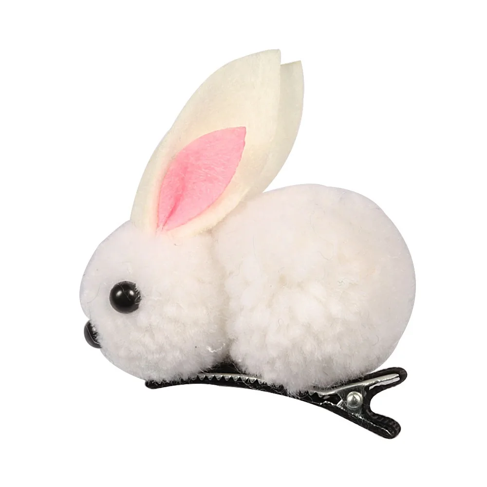 Hair clip White Модная обувь с милыми помпонами из кроличьей шерсти кольцо женский галстук веревки в Корейском стиле с эластичной резинкой на резиновые резинки для волос Банни заколка для волос Детская Женские аксессуары для волос - Цвет: Hair clip White