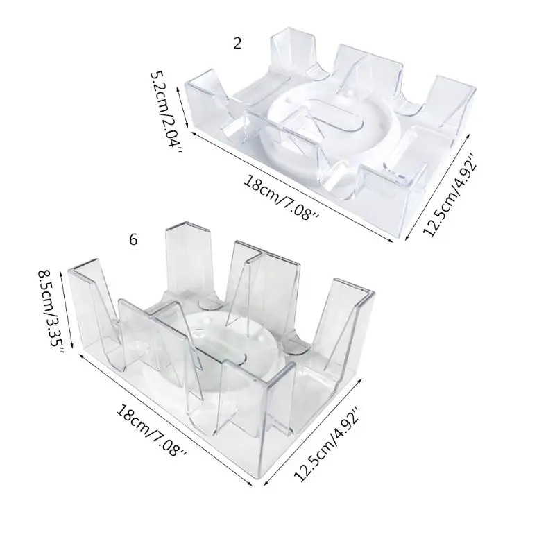

2/6 Deck Rotating Playing Card Tray Transparent Poker Card Box Casino Party Game