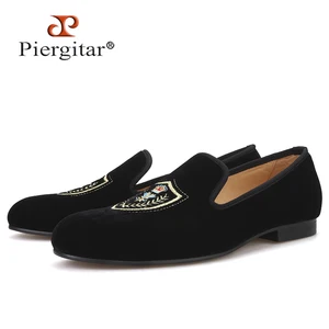 Мокасины Piergitar мужские с вышивкой, бархатные лоферы, обувь для свадьбы Вечерние, плоская подошва, четыре цвета