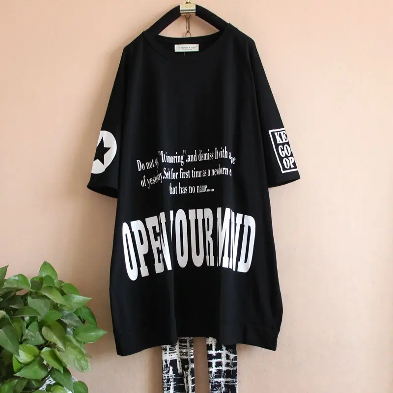 

Black Red Women Mixture T Shirt 2022 Women Letter Printed T Shirt Female Short Sleeve Loose T Shirt C426