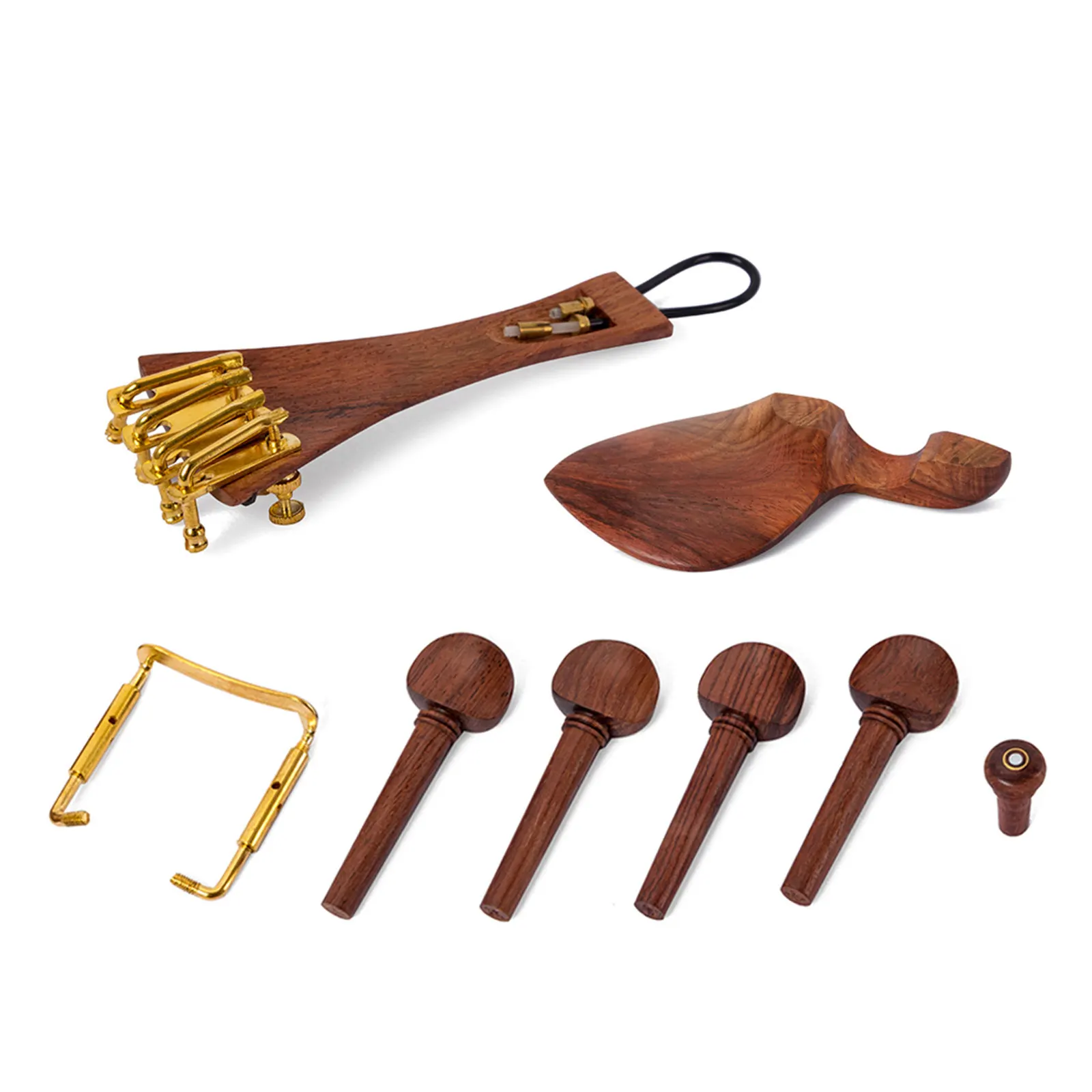 

Solid Wood Violin Parts Set Pegs Fine Tuners Tailpiece Chin Rest Chin Rest Clamp End Pin Tail Gut 13in1 for 4/4 Full Size Violin