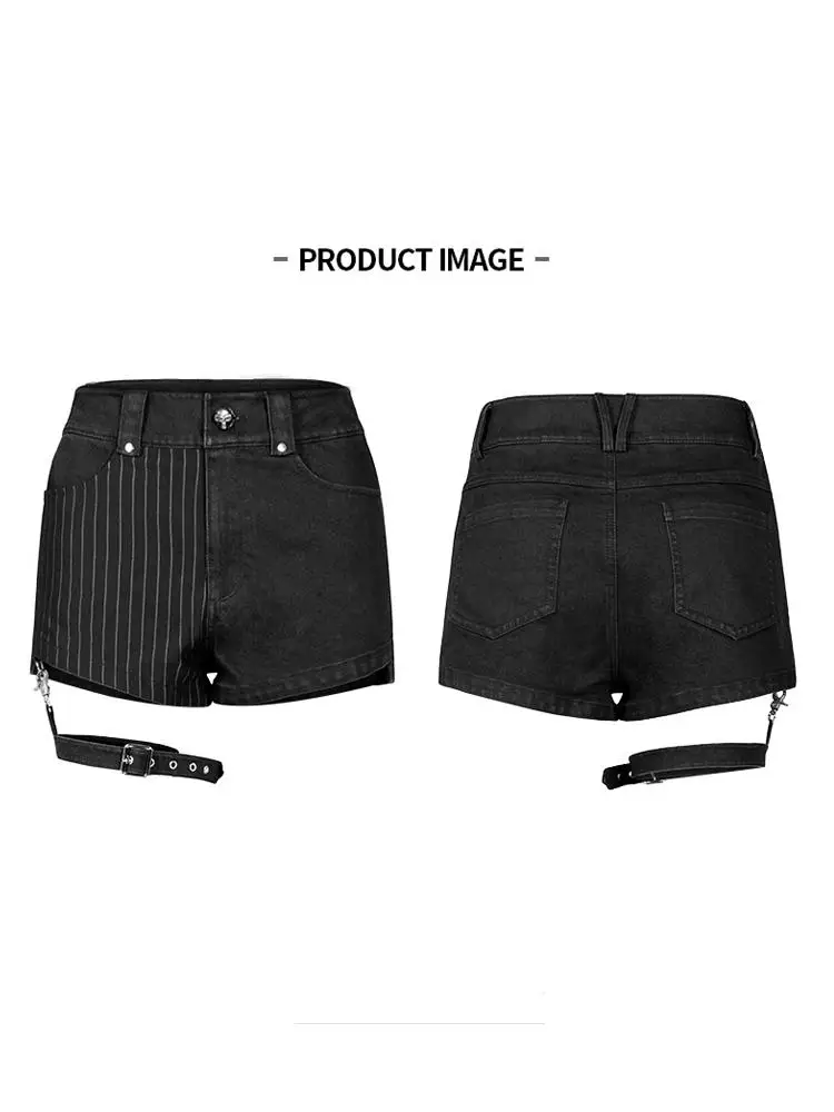 Панк Rave Для женщин Джинсовый Соблазнительные шорты с съемные подвязки PK297