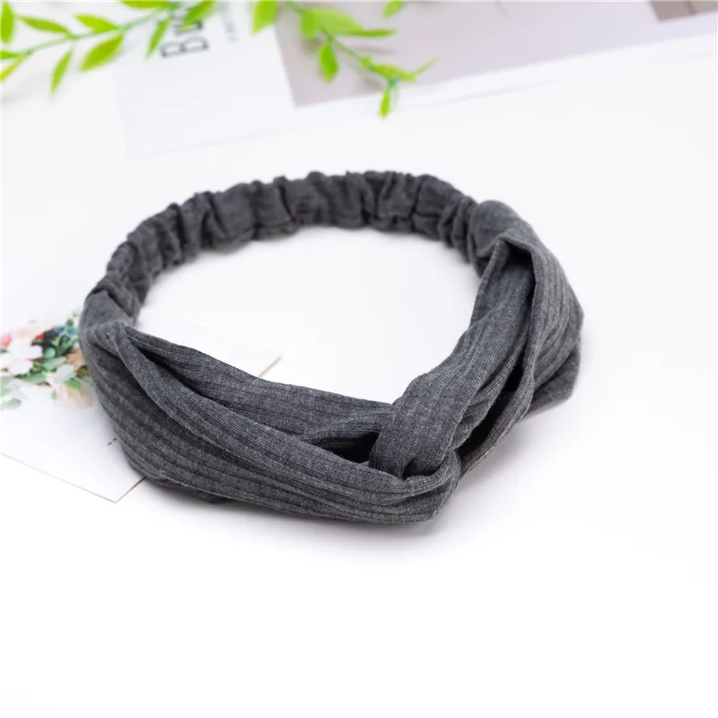Женские вязаные мягкие однотонные повязки на голову Винтажные эластичные для