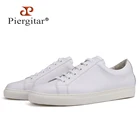 Кроссовки мужские Piergitar, из натуральной кожи, повседневные, белые, ручной работы