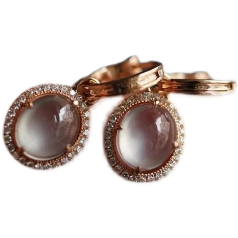 

Western Classical] Ice-like Chalcedony Earrings Eardrops S925 Sterling Silver Inlaid Glass Type British Classical Style