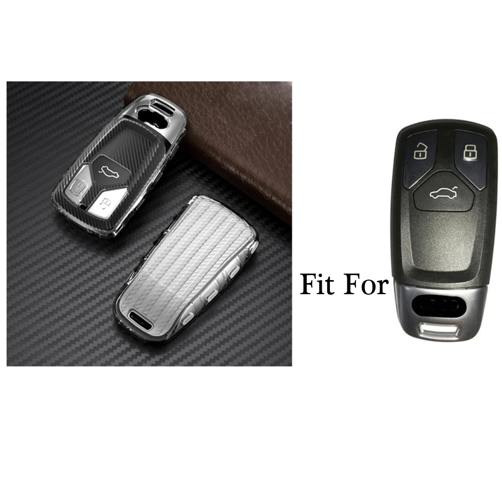 

TPU Car Key Case Cover for Audi 2018 2019 A4 Allroad B9 Q5 Q7 TT TTS Remote Smart Key Case Cover 3 Buttons Auto Keychain