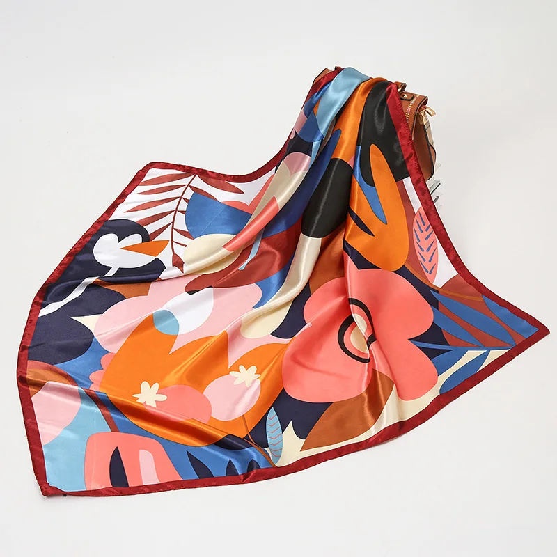 

2021Retro ethnic cashew print 100% silk scarf Ladies luxury satin 90*90cm large square scarf Malaysian women's fashion headscarf