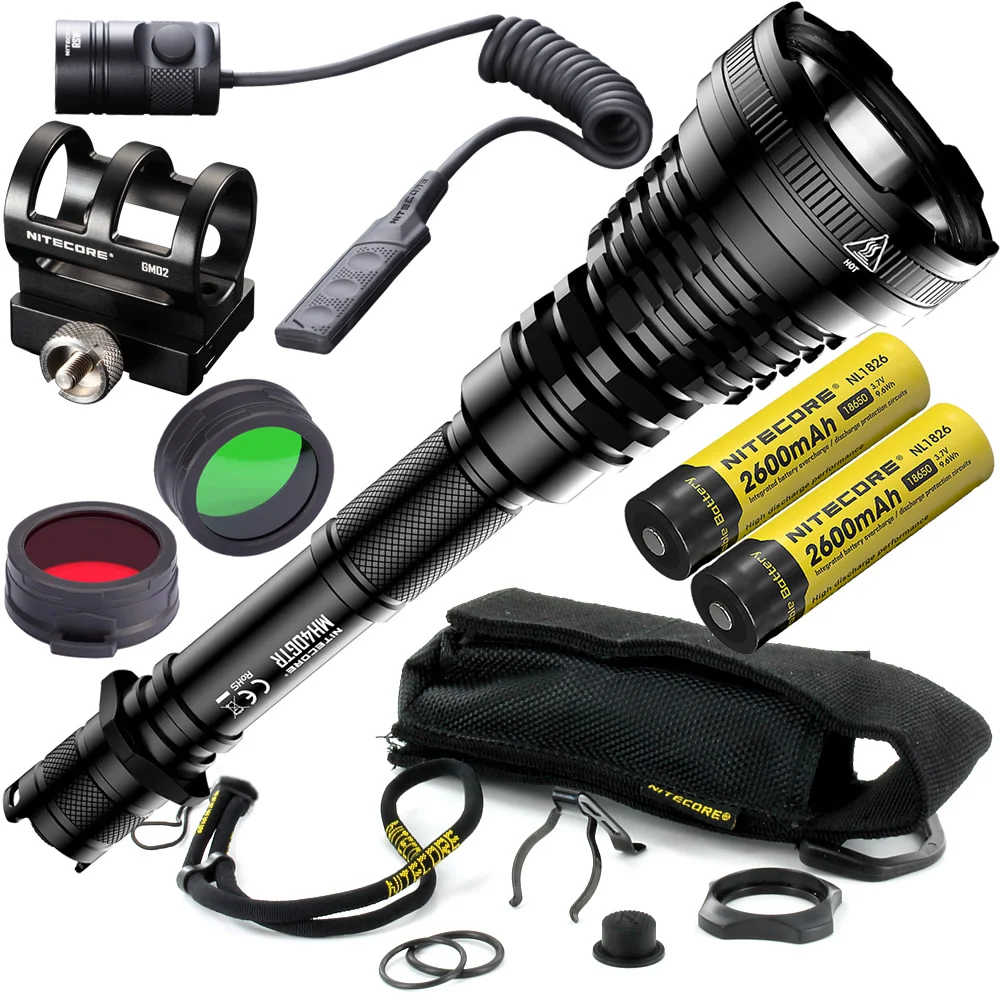 Охотничий набор NITECORE MH40GTR 2022 года перезаряжаемый фонарик 18650 лм + 2 аккумулятора