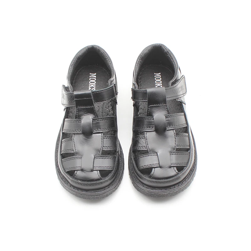 

Boys Genuine Leather Caged Gladiator Summer Sandals Shoes Kids Boys Junior Closed Toe Sandals Spanish Style T Bar Hook and Loop