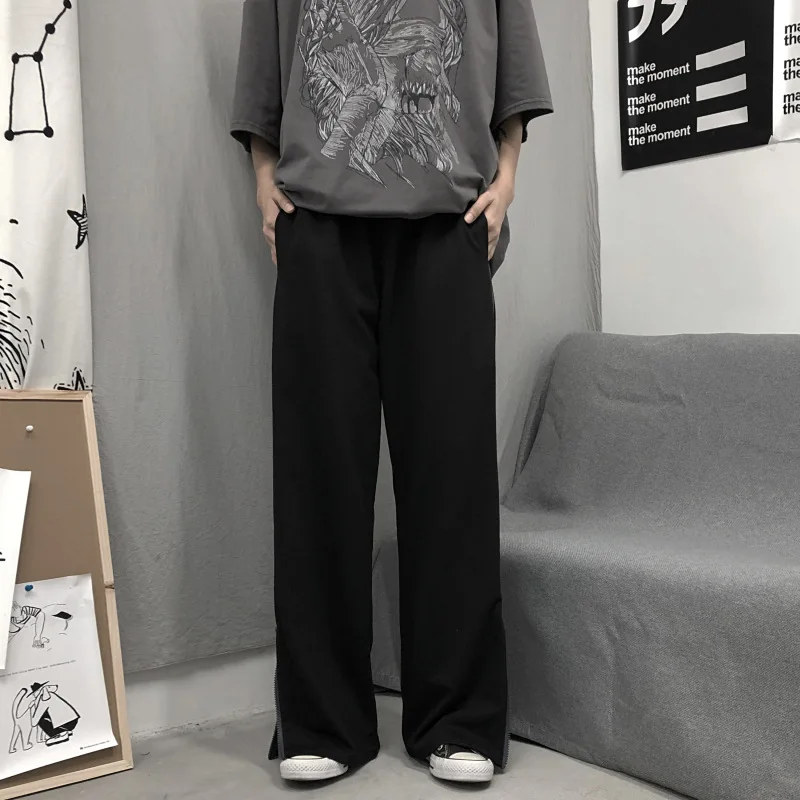 

Ropa De Hombre 2021 Spring Autumn New Korean Trend Zipper Design Loose Wide-leg Straight Casual Trousers Mens Clothing