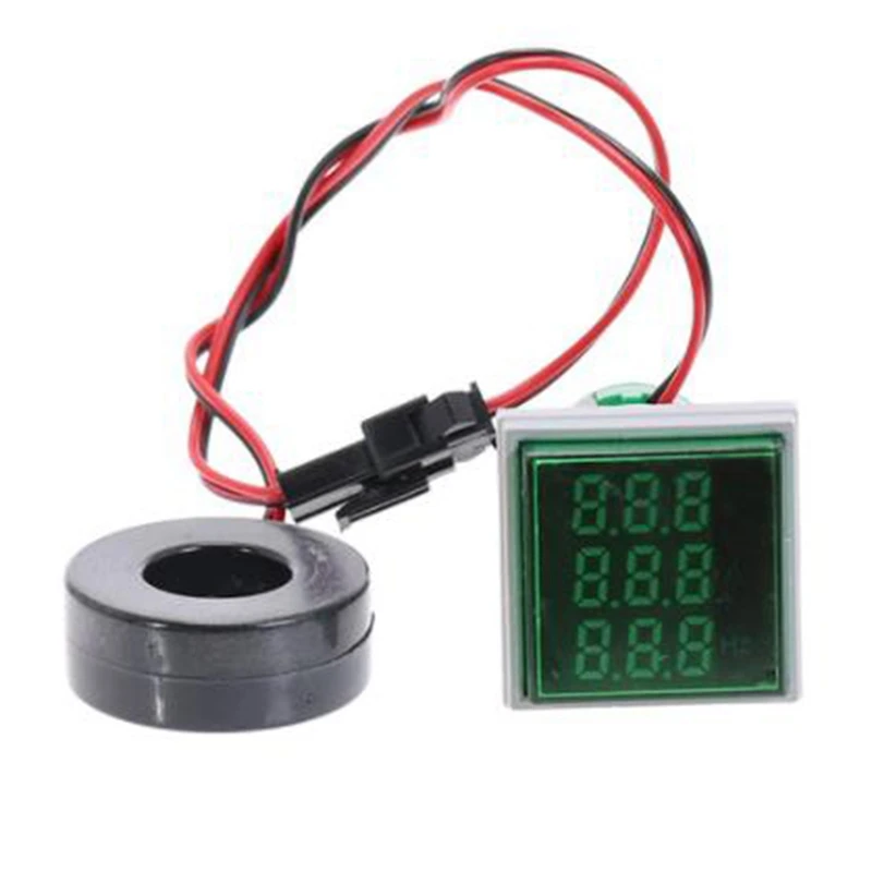 

Mini Digital Voltmeter Ammeter 22mm Square AC 50-500V 0-100A 0-99Hz Voltage Tester Meter LED Pilot Lamp Light