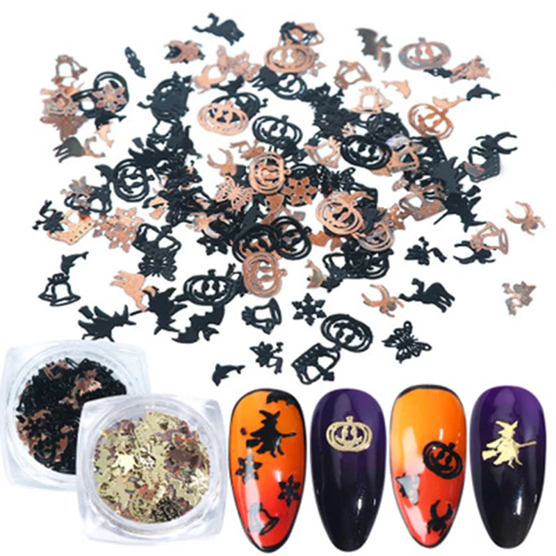

"120PCS Halloween Nail Sequins 3D Slices Nail Glitter Nail Art Decor Metal Flakes " Nail Art Decorations Nail Stickers Designer