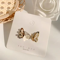s925 silver needle simple micro inlaid butterfly earrings temperament net red exquisite zircon earrings simple earrings