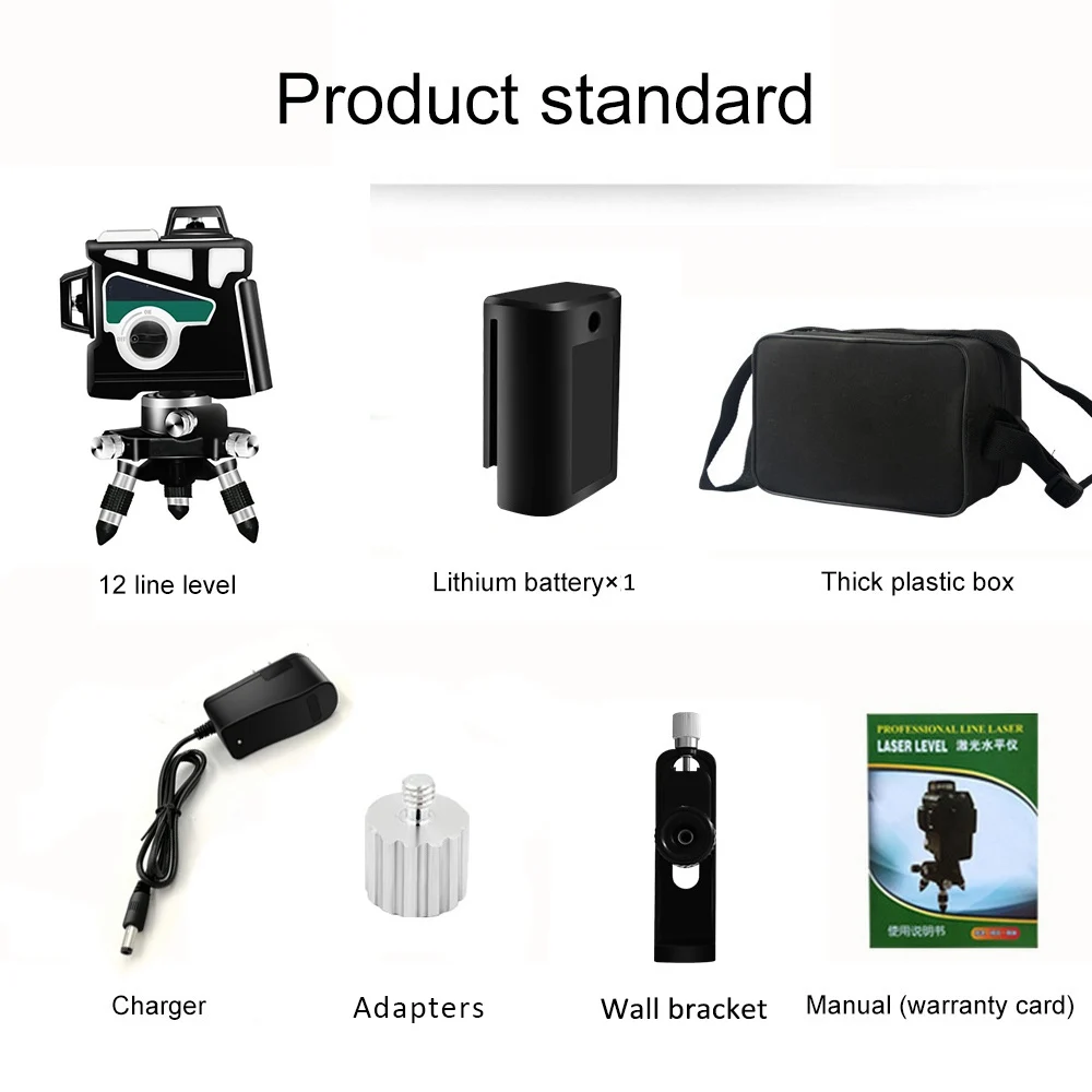 3D зеленый лазерный уровень 12 линий самонивелирующийся на 360 градусов