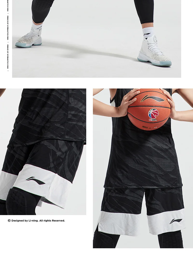 Li-Ning мужские спортивные шорты для баскетбола, тонкие, полиэстер, дышащие, удобные, с подкладкой, спортивные шорты AAPN287 MKD1594
