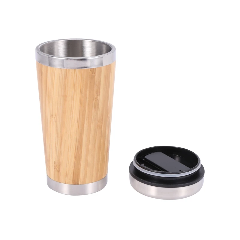 

Bamboo Coffee Cup Stainless Steel Coffee Travel Mug With Leak-Proof Cover Insulated Coffee Accompanying Cup Reusable Cup