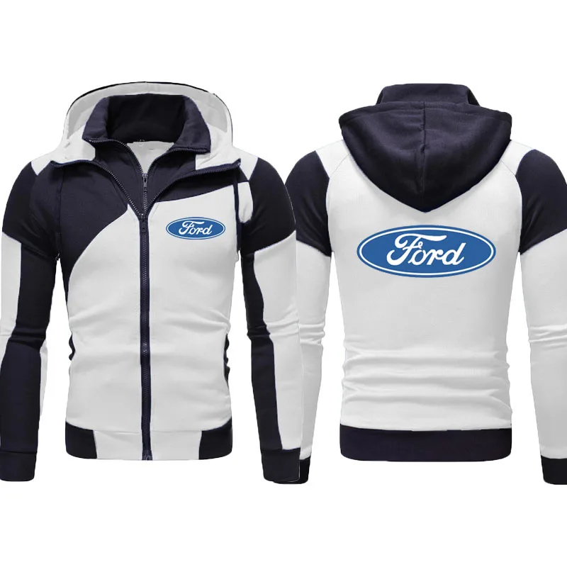 NEW Men's Hoodies Ford racing Logo Print Casual HipHop Hooded Fleece Sweatshirts Zipper Jacket Men Tops Men's racing suit