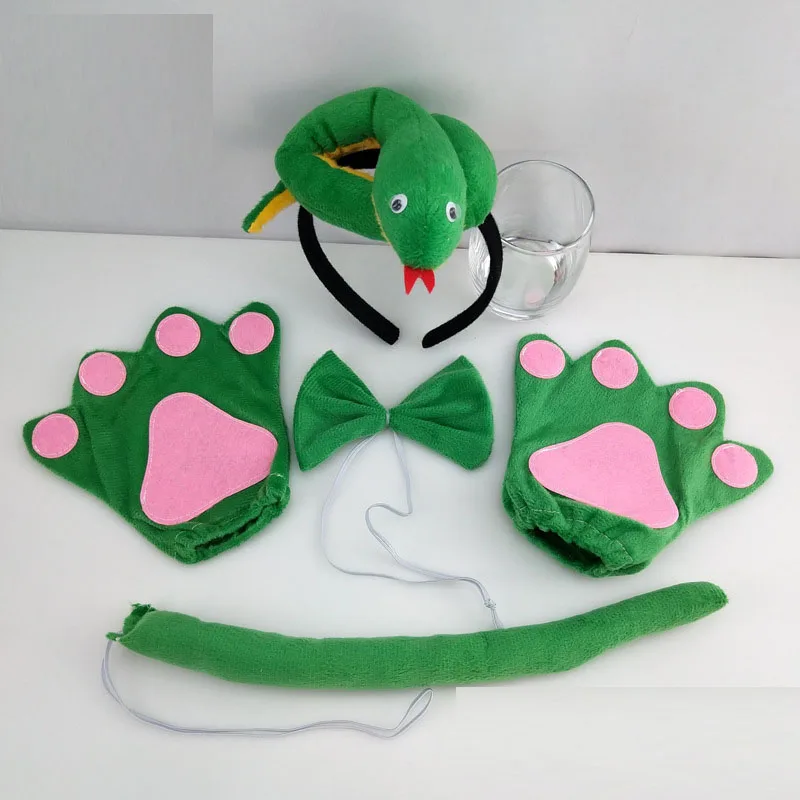 Дети взрослые животные 3D зеленый обруч в виде змеи галстук бабочка хвост