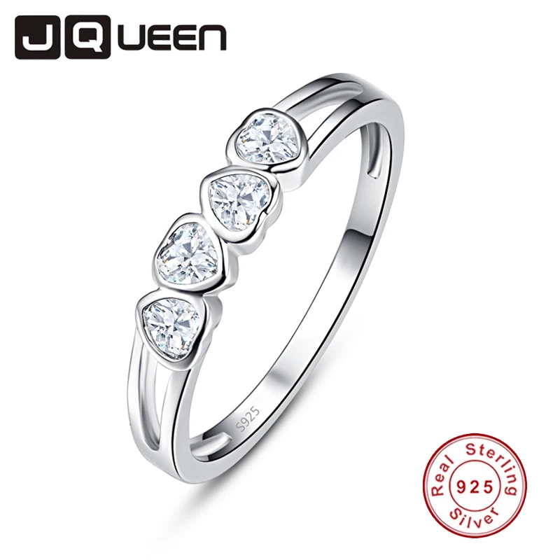 Кольца JQUEEN из белого циркония в форме сердца для женщин серебряное кольцо 925
