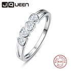 Кольца JQUEEN из белого циркония в форме сердца для женщин, серебряное кольцо, 925 ювелирные изделия, закрепка кристаллами, ювелирные изделия, бижутерия для женщин