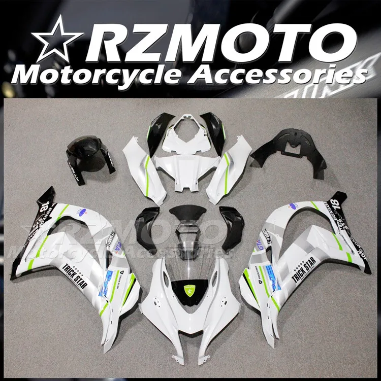 

4Gifts Injection New ABS Fairings Kit Fit for kawasaki Ninja ZX-10R ZX10R 2016 2017 2018 2019 16 17 18 19 White Silver