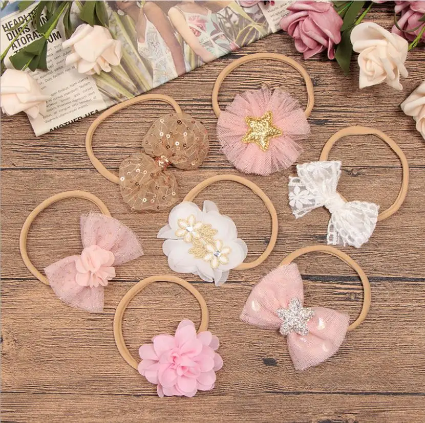 Новые детские бант для волос Повязка головы с цветами 2 шт./компл. шифоновое