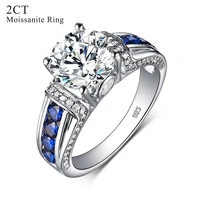 szjinao real 2ct 8mm round cut moissanite ring women diamond 925 sterling silver luxury gift female wedding engagement jewelry