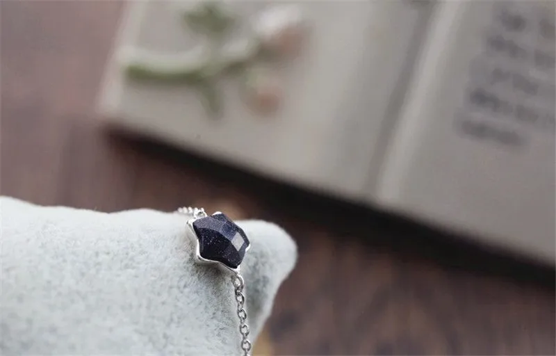 

POFUNUO 925 Silver Fashion Natural Purple Stone Charm Bracelets For Women Simple Exquisite Trendy Jewelry Bracelet Bangles Gifts