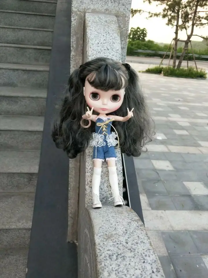1 шт. Одежда для кукол Blyth милые голубые джинсовые кружевные штаны короткий