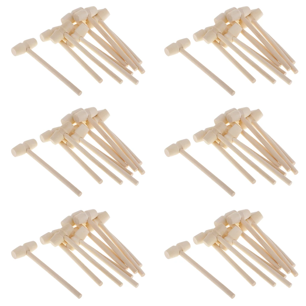 

60 pcs Wood Mini Hammer Jewelry Making Small Hammar Leathercraft and Jewelry Crafts Children Flat Toy Mallet Spot