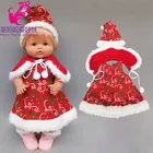40 см кукла Санта-Клауса платье комплект шляпа Рождественский костюм для 16 дюймов Кукла наряд для ребенка рождественские подарки