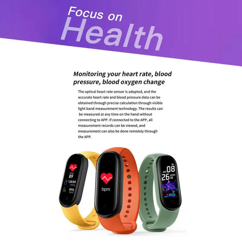 

M5 Sport Fitness Pedometer Walk Step Counter Color IPS Screen Smart Bracelet Heart Rate Blood Pressure Monitor Men Women Watch