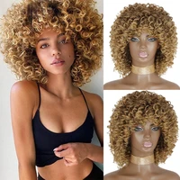 synthetic short blonde curly wig afro kinky curly wigs black brown blonde wig for fashion women