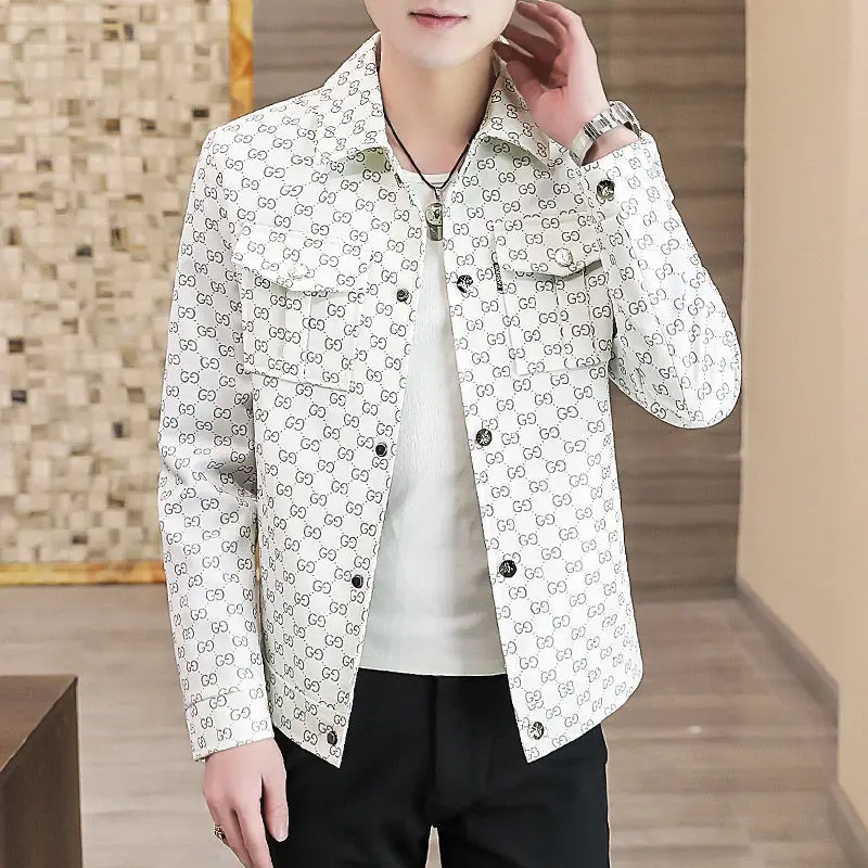 

Spring and Autumn New Men's Long-Sleeved Coat Top Youth Fashion Loose Korean Style Jacket Workwear Men's Jacket Jacket