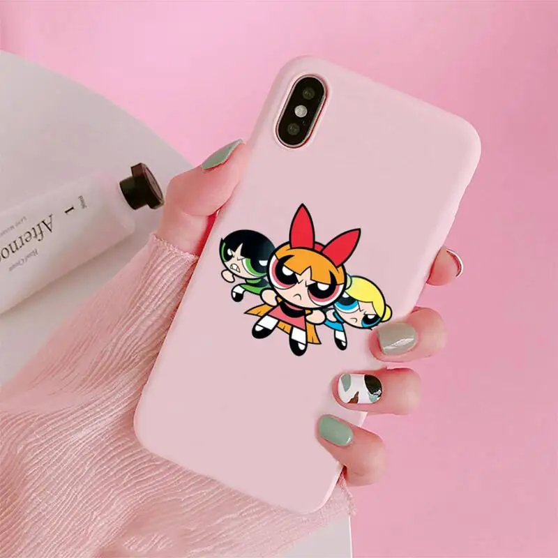 

Cartoon Girl Cute PUFF Phone Case For iphone 12 11 Pro Max Mini XS 8 7 6 6S Plus X SE XR Matte Candy Pink Silicone Design-POWERs