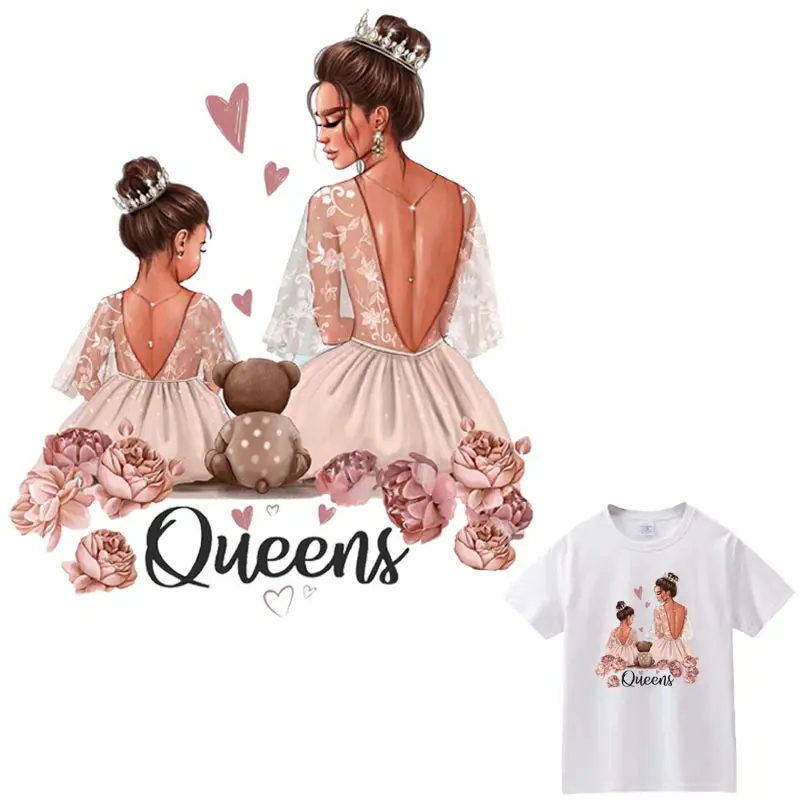 

Beatiful Mom Patches For Clothes DIY Washable Woman T-Shirts Heat Transfer Thermal Sticker Fashion Parent-Child Iron On Applique